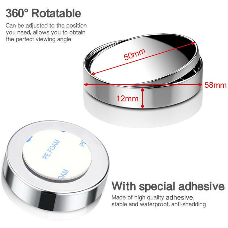 آینه محدب نقطه کور قابل تنظیم خودرو مدل E360 بسته 2 عددی